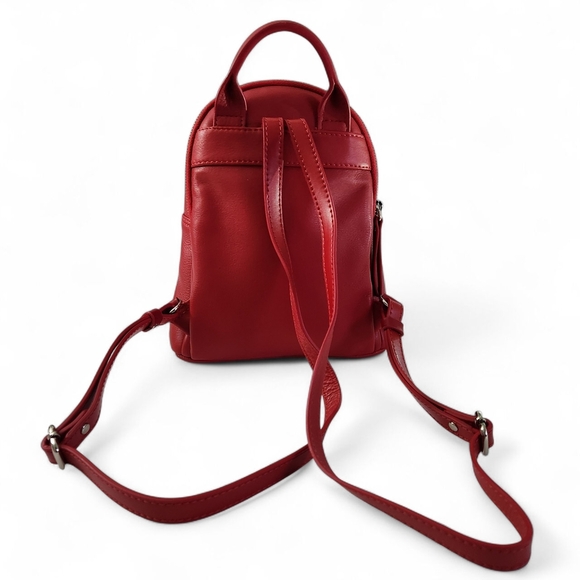 THE TREND Mini leather backpack with double compartment red - Picture 3 of 16